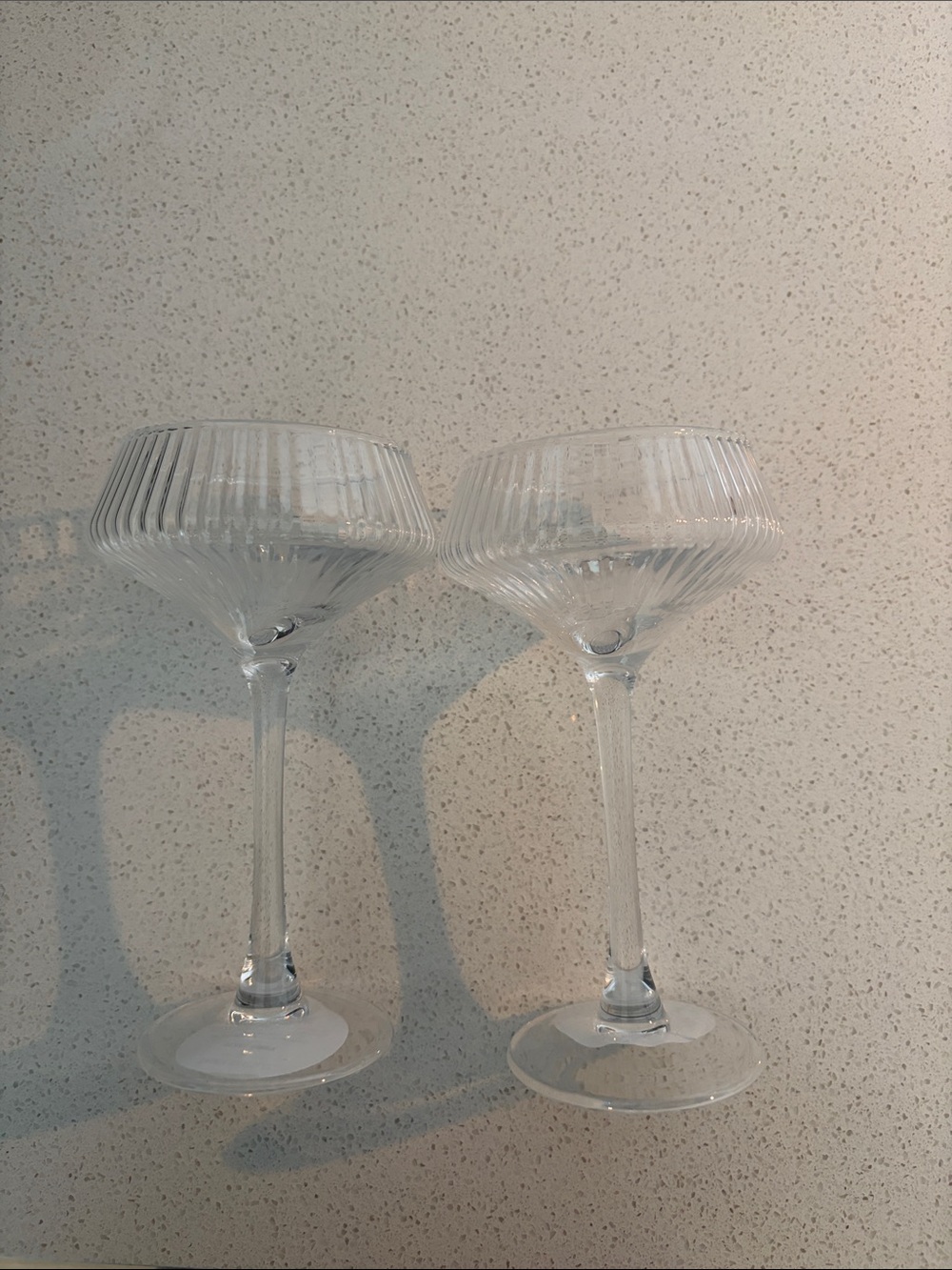 Clear Ribbed Coupe Glasses - Set of 2